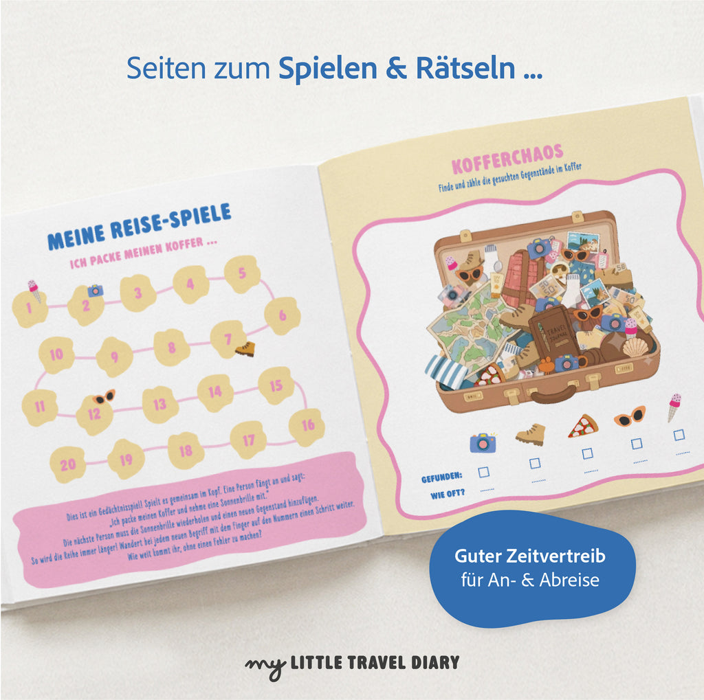 Reise-Spiele und Kofferchaos-Rätsel im Italien-Reisetagebuch